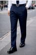 Navy Mens Pleated Pants