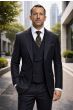Black Suit Sharp Suits for Men Low Cut Double Breasted Vest