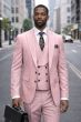 Mauve Suit Wide Peak Lapel Double Breasted Vest