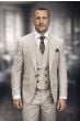 Statement Men's Outlet 3 Piece 100% Wool Modern Fit Suit - Wide Lapel Double Breasted Vest