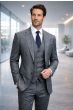 Statement Men's Outlet 3 Piece 100% Wool Modern Fit Suit - Tone on Tone Plaid