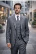 Charcoal Suit Three Piece Plaid Suits for Men