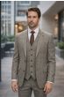 Tan Suit Three Piece Plaid Suits for Men