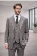 Taupe Suit Three Piece Plaid Suits for Men