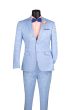 Light Blue Slim Fit Suit Notch Lapels Mens Suits