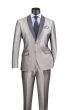 Vinci Men's 2 Pc Sharkskin Slim Fit Suit - Trimmed Shawl Collar