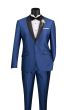 Vinci Men's 2 Pc Sharkskin Slim Fit Suit - Trimmed Shawl Collar