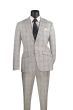 Vinci Men's 2 Piece Slim Fit Suit - Accented Windowpane