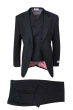 Tiglio Rosso Men's 3 Piece 100% Wool Suit - Wide Leg Pants - Black
