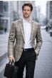 Tan Blazer Men's Plaid Jackets Single Breasted Jacket