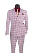 Vinci Men's 2 Piece Slim Fit Double Breasted Suit - Layered Plaid