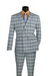 Vinci Men's 2 Piece Slim Fit Double Breasted Suit - Layered Plaid
