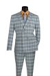 CCO Men's Outlet 2 Piece Slim Fit Double Breasted Suit - Layered Plaid