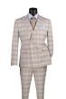 Vinci Men's 2 Piece Slim Fit Double Breasted Suit - Layered Plaid