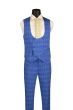 Blue Double Breasted Vest Plaid Vest