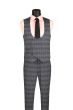 Grey Double Breasted Vest Plaid Vest