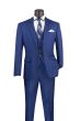 Vinci Men's 3 Piece Slim Fit Executive Style Suit - with Flat Front Pants