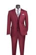 Vinci Men's 3 Piece Slim Fit Executive Style Suit - Flat Front Pants