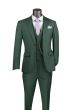 Vinci Men's 3 Piece Slim Fit Executive Style Suit - with Flat Front Pants