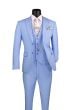 Vinci Men's 3 Piece Slim Fit Executive Style Suit - with Flat Front Pants