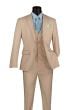Vinci Men's 3 Piece Slim Fit Executive Style Suit - with Flat Front Pants
