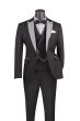 Vinci Men's 3 Piece Wool Feel Slim Fit Suit - Contrasted Lapel