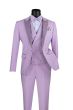 CCO Men's Outlet 3 Piece Wool Feel Slim Fit Suit - Contrasted Lapel