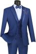 CCO Men's 3 Piece Slim Fit Outlet Suit - Lapel Accent