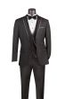 Vinci Men's 3 Piece Wool Feel Slim Fit Suit - Lapel Accent