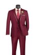 Vinci Men's 3 Piece Wool Feel Slim Fit Suit - Lapel Accent