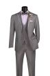 Vinci Men's 3 Piece Wool Feel Slim Fit Suit - Lapel Accent