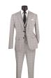 Vinci Men's 3 Piece Slim Fit Suit - Glen Plaid