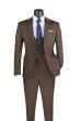 Vinci Men's 3 Piece Slim Fit Suit - Double Breasted Vest