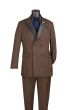 Brown Double Breasted Tuxedo with Peak Lapel Satin Trimmed Pants with Adjustable Waistband