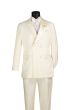 Ivory Double Breasted Tuxedo with Peak Lapel Satin Trimmed Pants with Adjustable Waistband