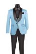 CCO Men's Outlet 3 Piece Wool Feel Slim Fit Tuxedo - Jacquard Fabric