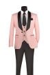 Vinci Men's 3 Piece Wool Feel Slim Fit Tuxedo - Jacquard Fabric