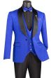 CCO Men's Outlet 3 Piece Wool Feel Slim Fit Tuxedo - Jacquard Fabric