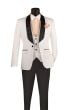 Vinci Men's 3 Piece Wool Feel Slim Fit Tuxedo - Jacquard Fabric
