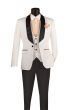 CCO Men's Outlet 3 Piece Wool Feel Slim Fit Tuxedo - Jacquard Fabric