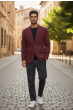Burgundy Blazer Peak Lapel Sports Jacket for Men