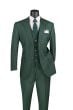CCO Men's Outlet 3 Piece Wool Feel Pinstripe Suit - Adjustable Waistband