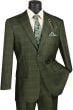 Olive Mens Suit Glen Plaid Double Breasted Vest