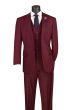 Maroon Mens Suit 3 Piece Suit Notch Lapel