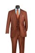 Cognac Mens Suit 3 Piece Suit Notch Lapel