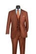 Cognac Mens Suit 3 Piece Suit Notch Lapel Plus Size Clothing