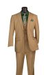 Khaki Mens Suit 3 Piece Suit Notch Lapel