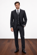 Statement Men's Outlet 100% Wool Pinstripe 3 Piece Suit - Notch Lapel