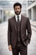Brown Pinstripe Suit Men's 3 Piece Suits