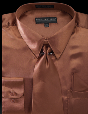 Copper Satin Dress Shirt